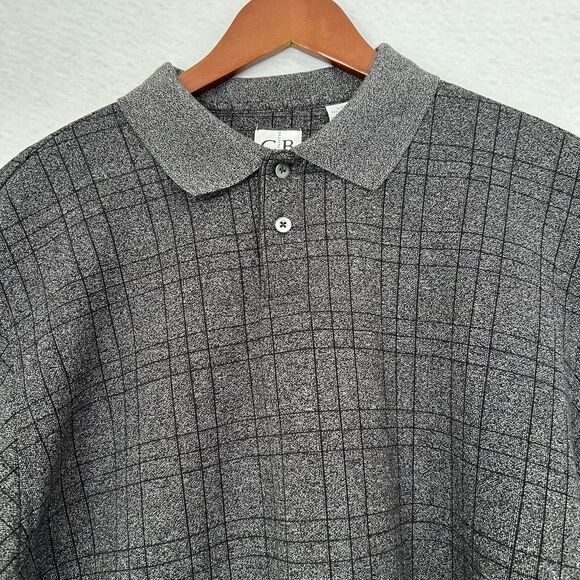 GB Geoffrey Bean Sweater Men Large Gray Plaid Henley Pullover Casual Comfy Dad - Picture 7 of 12
